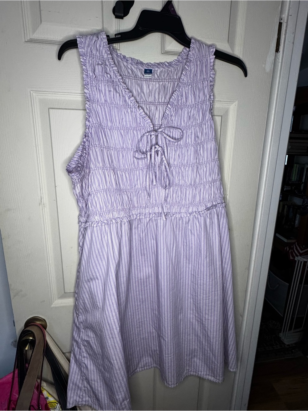 Old Navy Lilac Smocked A-Line Mini Dress with Tie Front